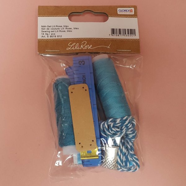 Set couture bleu Lili rose 14 pièces