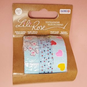 Lot de 3 rubans textiles autocollants de 1m  Lili Rose