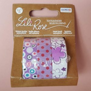 Lot de 3 rubans textiles autocollants de 1m  Lili Rose